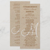 Rustoord Linnen Canvas Trouw Monogram Programma Programmakaart (Voorkant / Achterkant)