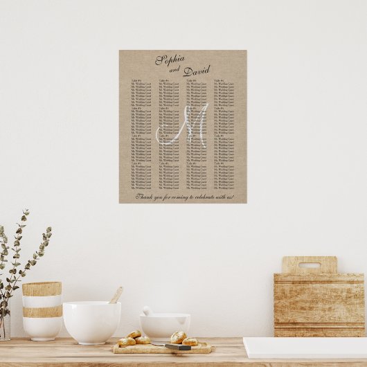 Rustoord Linnen Canvas Trouw Monogram Stoelenindel Poster (Keuken)