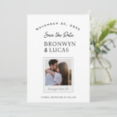 Rustoord Modern Zwart-Wit Polaroid Foto Save The Date (Staand voorkant)