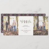 Rustoord monogram kerstkaart met twee foto's (Voorkant / Achterkant)