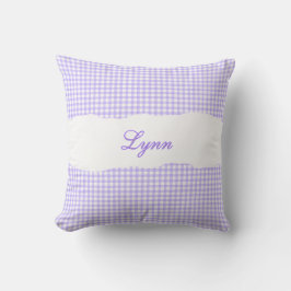 Rustoord Paars Gingham Gepersonaliseerde Naam Kussen