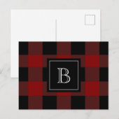 Rustoord Plaid Houthakker Monogram Initiaal Rood Z Briefkaart (Voorkant / Achterkant)