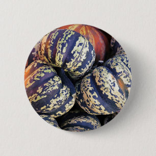 Rustoord Pompoenen met Strepen Ronde Button 5,7 Cm