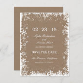 Rustoord Sneeuwvlokken Winter Uitnodigingskaarten Save The Date (Voorkant / Achterkant)