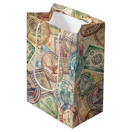 Rustoord Stempel Reis Patroon (1) Medium Cadeauzakje (Voorkant Gekanteld)