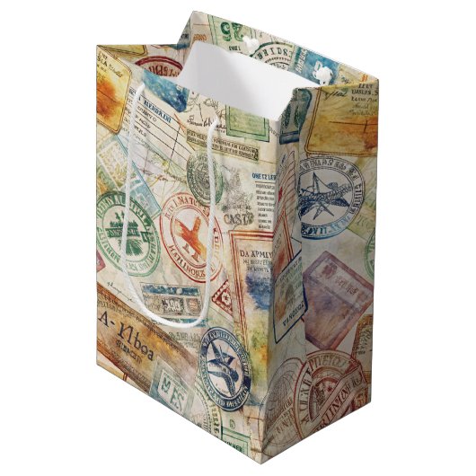 Rustoord Stempel Reis Patroon (6) Medium Cadeauzakje (Voorkant Gekanteld)
