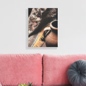 Rustoord stoffen en pot afbeelding op canvas afdruk (Insitu (Woonkamer))