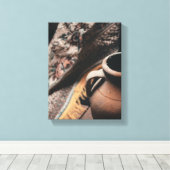 Rustoord stoffen en pot afbeelding op canvas afdruk (Insitu (Houten vloer))