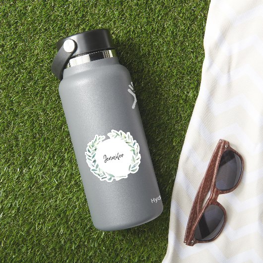 Rustoord waterverf bladeren monogram naam gesneden sticker (HydroFlask Insitu)