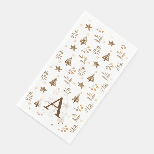 Rustoord waterverf dennenboom winterbes kerstfeest servet (Hoek)