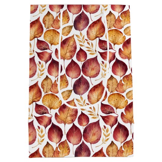 Rustoord Waterverf Herfstblad Patroon Medium Cadeauzakje (Achterkant)