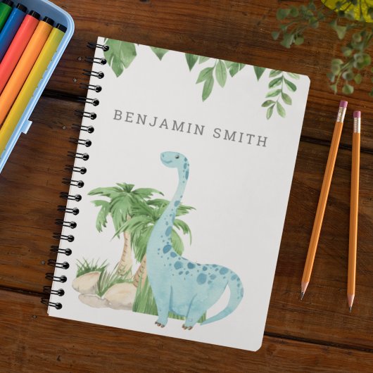 Rustoord waterverf leuke dinosaurus gepersonalisee notitieboek