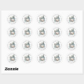 Rustoord Waterverf Sneeuwuil Vakantie Ronde Sticker (Vel)