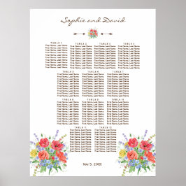 Rustoord Waterverf Wilde Bloemen Zitplaatskaart 12 Poster