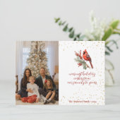 Rustoord Waterverf Winter Kardinaal Hulsttak Feestdagenkaart (Staand voorkant)