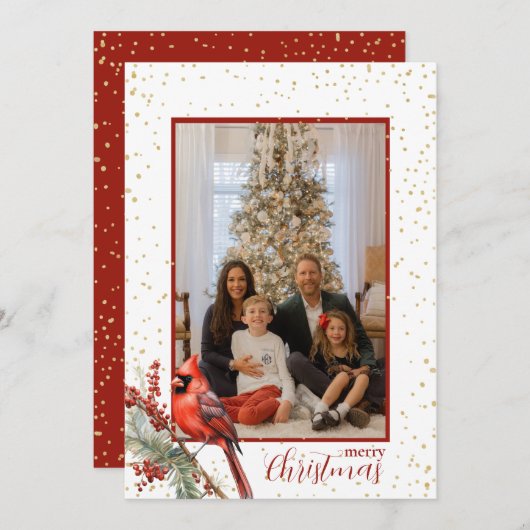 Rustoord Waterverf Winter Kardinaal Hulsttak Feestdagenkaart (Voorkant / Achterkant)