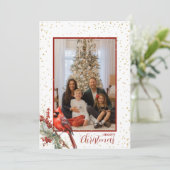 Rustoord Waterverf Winter Kardinaal Hulsttak Feestdagenkaart (Staand voorkant)