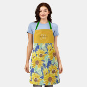 Rustoord Waterverf Zonnebloem Patroon Monogram Schort (Gedragen)