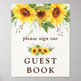 Rustoord Waterverf Zonnebloemen Trouwgastenboek Poster