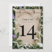 Rustoord Wilde Bloemen Trouwtafel Nummer Kaart (Voorkant)