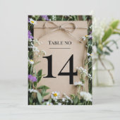 Rustoord Wilde Bloemen Trouwtafel Nummer Kaart (Staand voorkant)