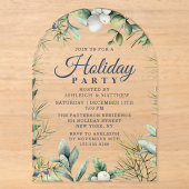 Rustoord Winter Bloem Kerstvakantie Acryl Uitnodigingen (Voorkant)