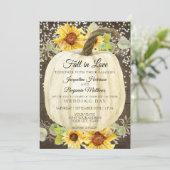 Rustoord Zonnebloem Bloemige Pompoen Twinkel Licht Kaart (Staand voorkant)