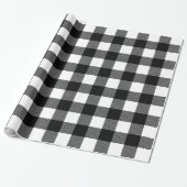 Rustoord zwart wit grote Buffalo geruite Kerst Cadeaupapier (Uitgerold)
