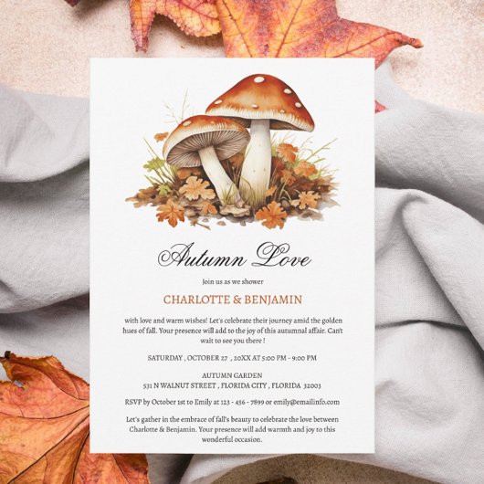 Rustoordachtige Herfst- of Herfstkoppel Bruiloft Kaart