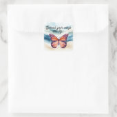 Rustoordappel Monarchvlinder met Spreuk Vierkante Sticker (Tas)