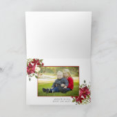 Rustoordelijke bloemrijke elegante script Kerstfot Feestdagen Kaart (Binnen)