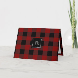 Rustoordige Buffalo Schotse ruit Monogram Eerste L Kaart