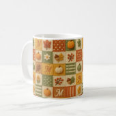Rustoordige herfst patchwork pompoen monogram koffiemok (Voorkant links)