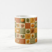 Rustoordige herfst patchwork pompoen monogram koffiemok (Center)