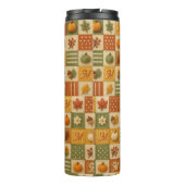Rustoordige herfstpatchworkpompoenmonogram thermosbeker (Achterkant)