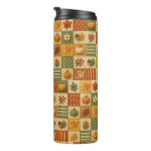Rustoordige herfstpatchworkpompoenmonogram thermosbeker (Geroteerd rechts)