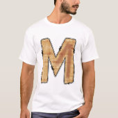 Rustoordige Letter M Jute Textuur Monogram Wit T-shirt (Voorkant)