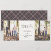 Rustoordige monogram twee foto kerstkaart (Voorkant / Achterkant)