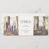 Rustoordige monogram twee foto kerstkaart (Voorkant)