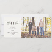 Rustoordige monogram vakantiefotokaart feestdagenkaart (Voorkant)