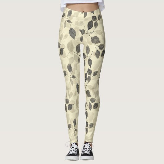Rustoordruk Bladerenpatroon – Herfst Botanisch 7 Leggings (Voorkant)