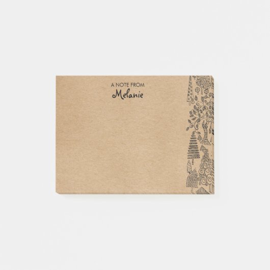 Rustoque Kraft Bomen Illustratie Persoonlijk Post-it® Notes (Voorkant)