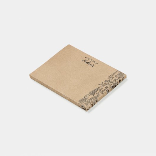 Rustoque Kraft Bomen Illustratie Persoonlijk Post-it® Notes (Schuin)