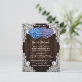 Rustoze paarse en blauwe bloemige bijlagekaart informatiekaartje (Staand voorkant)