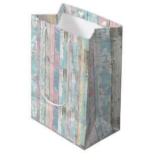 Rustoze Pastelkleurige Houten Paneel Cadeaubag Medium Cadeauzakje