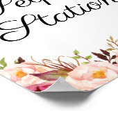 Rustoze Roze Bloemen Huwelijks Selfie Station Bord Poster (Hoek)