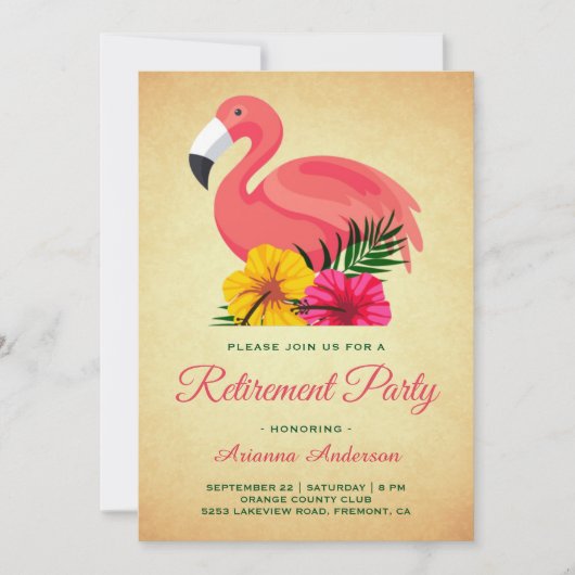  rustpartij: Floral Flamingo Retirement Party Kaart (Voorkant)