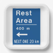 Rustplaats 400m Links Wegbord Papieren Bordje (Voorkant)