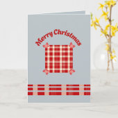 Rustrode Gingham Kerstkaart met Festieve Strik Kaart (Gele Bloem)