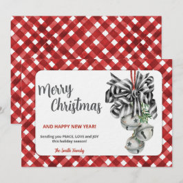 Rustrode Gingham Noël Kerst Uitnodiging